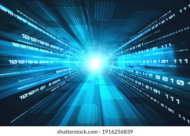 Digital data flow on road with motion blur to create vision of fast speed transfer . Concept of future digital transformation , disruptive innovation and agile business methodology .