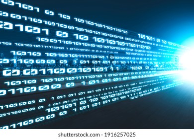 Digital data flow on road with motion blur to create vision of fast speed transfer . Concept of future digital transformation , disruptive innovation and agile business methodology .