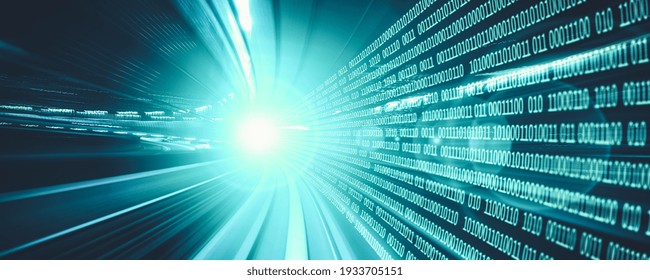 Digital data flow on road with motion blur to create vision of fast speed transfer . Concept of future digital transformation , disruptive innovation and agile business methodology .