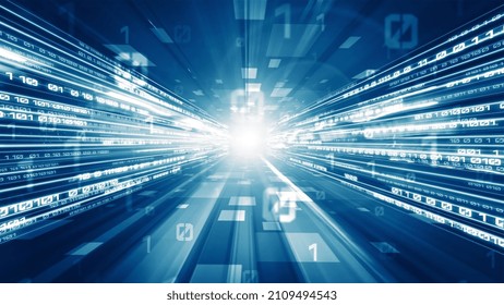 Digital data flow on road in concept of cyber global communication and coding with graphic creating vision of fast speed transfer to show agile digital transformation , disruptive innovation .