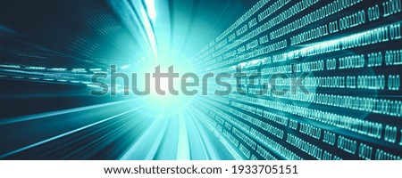 Digital data flow on road with motion blur to create vision of fast speed transfer . Concept of future digital transformation , disruptive innovation and agile business methodology .
