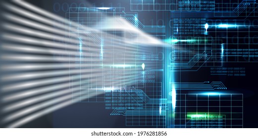Digital data motion blur background. Concept of future digital transformation.