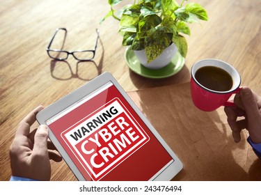 Digital Device Wireless Browsing Warning Cyber Crime Concept