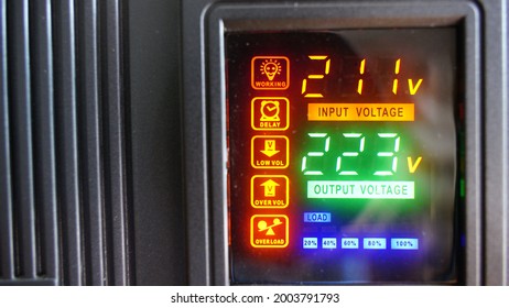 Digital Display On Automatic Voltage Stabilizer With Voltage Drop.