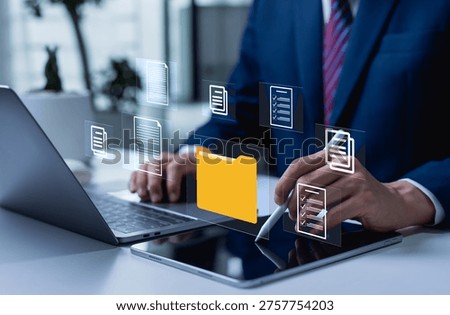 Digital document management system for organizing files, archives and databases, integrated with ERP software to manage business processes and electronic information efficiently.
