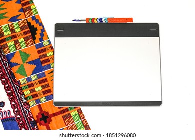 Digital Drawing Pad With Traditional Shweshwe And Xhosa Beads Business Tie To Match The Pen Decoration