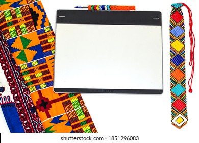 Digital Drawing Pad With Traditional Shweshwe And Xhosa Beads Business Tie To Match The Pen Decoration