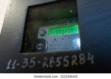 Digital Electricity Meter Shows Energy Consumption. Digital Power Meter