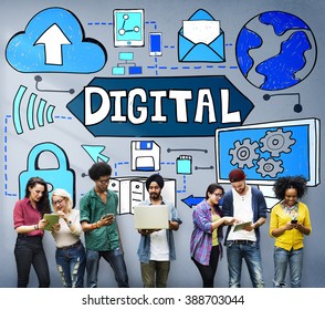 Digital Electronic Advanced Technology Share Concept