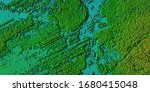 Digital elevation model of a forest area. GIS product made by aerial mapping from a drone. Lidar scan and multispectral camera gives NDVI and NIR effect.