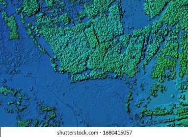 Digital elevation model of a forest area. GIS product made by aerial mapping from a drone. Lidar scan and multispectral camera gives NDVI and NIR effect.