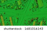 Digital elevation model. GIS product made after proccesing aerial pictures taken from a drone. It shows city urban area with roads and junctions