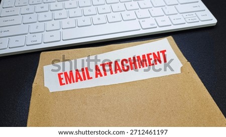Digital email attachment concept with envelope on computer keyboard, symbolizing online communication, data transfer, technology, and office workflow. 