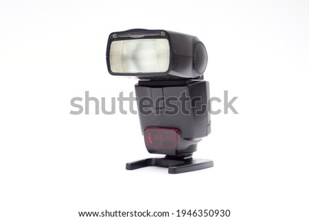 Digital external flash for camera isolated on white background.