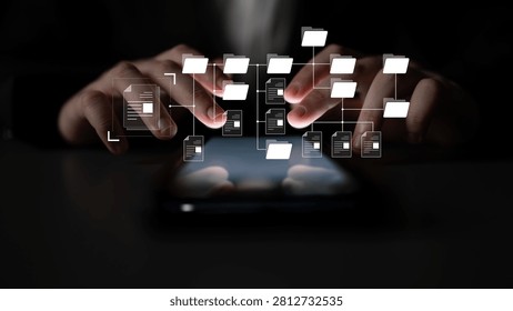 Digital file structure showing folder organization, file hierarchy, and document arrangement. File structure supports management, improves access, and file structure enhances clarity. Latch