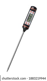 Digital food instant read thermometer with LCD display isolated on white - Shutterstock ID 1883219944