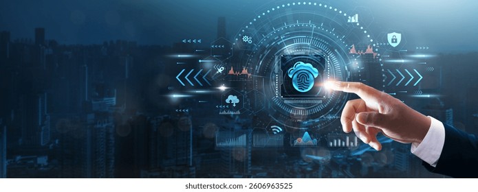 Digital Forensics: Businessman’s hand touching futuristic technological interface, data recovery, evidence analysis, cybersecurity threats, and investigative business solutions and technology concept. - Powered by Shutterstock - Get 15% off with code: PIKWIZARD15
