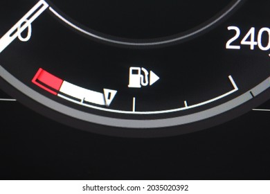 Digital Fuel Gauge In A Modern Luxury Vehicle