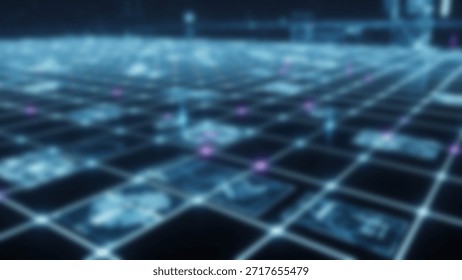 Digital Grid Abstract network with data flow, and glowing connections on black.