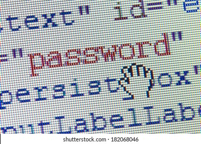 digital hand catching password in a html form on lcd screen