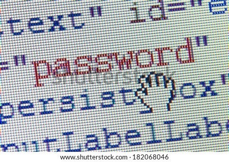 digital hand catching password in a html form on lcd screen