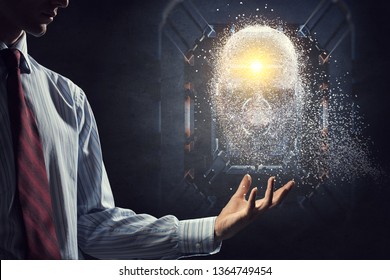 Digital head, artificial intelligence concept
