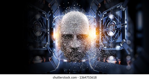 Digital head, artificial intelligence concept