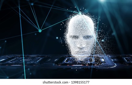 Digital head, artificial intelligence concept