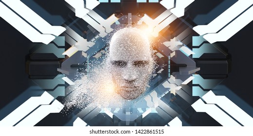 Digital head, artificial intelligence concept