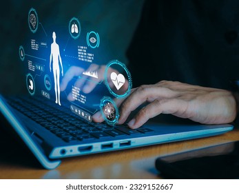 Digital Health Dashboard Monitoring Vital Signs.IoT Medical Devices Connected Health Monitoring.Health Data Privacy Lock and Key Protecting Medical Information.