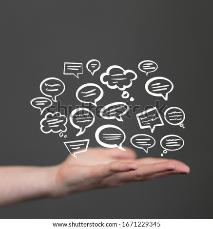 Digital icons with colorful dialog speech bubbles
