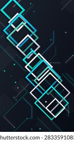 Digital illustration featuring interconnected cubes forming a diagonal pattern with glowing lines