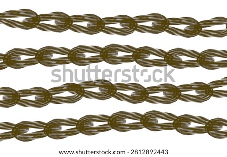 A digital illustration featuring multiple horizontal rows of interconnected brown chain links against a clean white background.