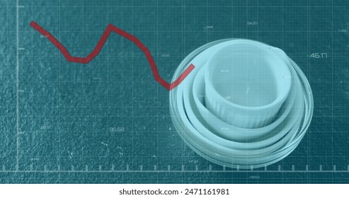 Digital image of data processing against grid data processing on blue background. Global technology connections and digital interface concept digitally generated image.