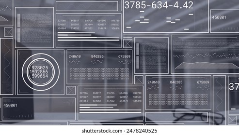 A digital image of data processing on a transparent background. Global networks connections data processing and digital interface concept digitally generated image.