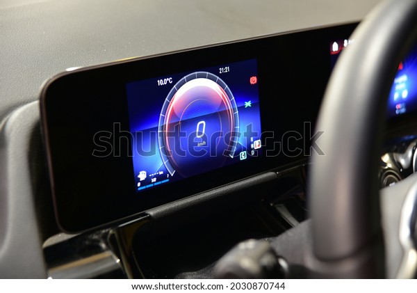 Digital instrument panel\
in a modern car