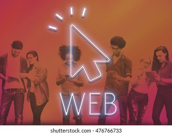 Digital Internet Connection Icon Mouse Pointer Concept