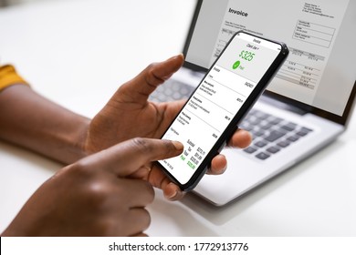 Digital Invoice Document Or Payment Receipt On Mobile Phone