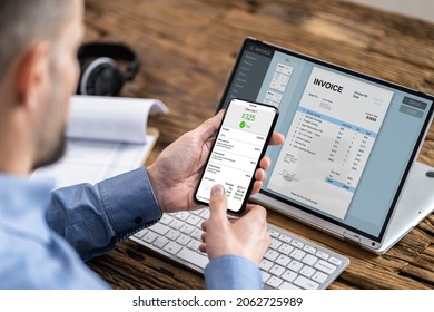 Digital Invoice Document Or Payment Receipt On Mobile Phone