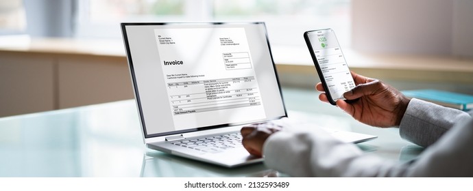 Digital Invoice Document Or Payment Receipt On Mobile Phone