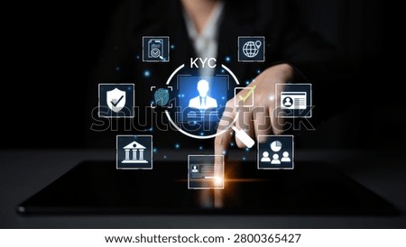 Digital KYC Verification Process with Icons Representing Identification, Security, and Data Management in Modern Technology