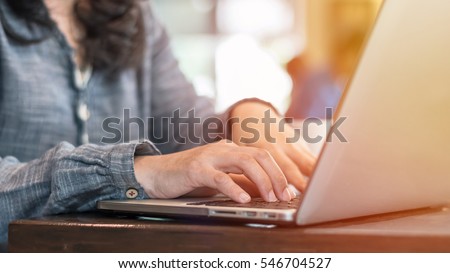 Digital lifestyle blog writer or business person using smart device working on internet communication technology 
