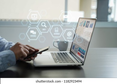 Digital Marketing Media Search Engine SEO  startup project - Shutterstock ID 1182923494