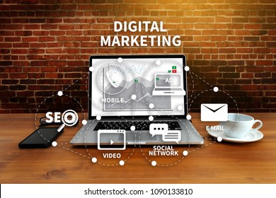 DIGITAL MARKETING new startup project MILLENNIALS Business team hands at work with financial reports and a laptop - Shutterstock ID 1090133810
