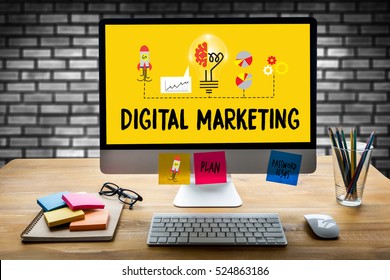DIGITAL MARKETING  new startup project work analysing and advertisement man brainstorming to seo brand