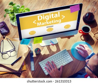 Digital Marketing Online Working Office Concept