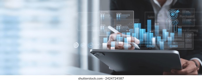 Digital marketing sale analysis, Business development, Finance analyst analyzing sale data, business growth graph chart and financial report, business target,  planning, strategy and solution - Powered by Shutterstock