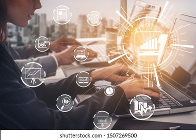 Digital Marketing Technology Solution for Online Business Concept - Graphic interface showing analytic diagram of online market promotion strategy on digital advertising platform via social media. - Shutterstock ID 1507269500