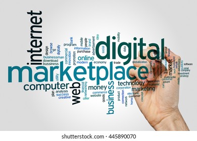 Digital Marketplace Concept Word Cloud Background