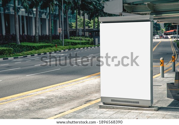 Digital Media blank advertising\
billboard in the bus stop, blank billboards public commercial with\
passengers, signboard for product advertisement\
design